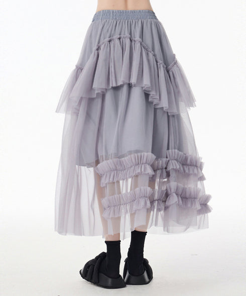 Layered Sheer Mesh Skirt